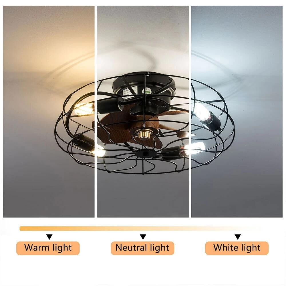 20" Retro Bedroom Ceiling Fan Light 3-Speed Flush Mount W/ Remote - 20" X 8.2" 5 20" Retro Bedroom Ceiling Fan Light 3-Speed Flush Mount W/ Remote - 20" X 8.2" - Image 3