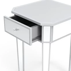 Set Mirrored Nightstand Bedside Table End Table Console Entryway Bedside Sofa Table With Drawer For Bedroom Living Room Silver -Bedroom Furniture Shop 204dfb3f3fdc423e82ef3f36042707bc