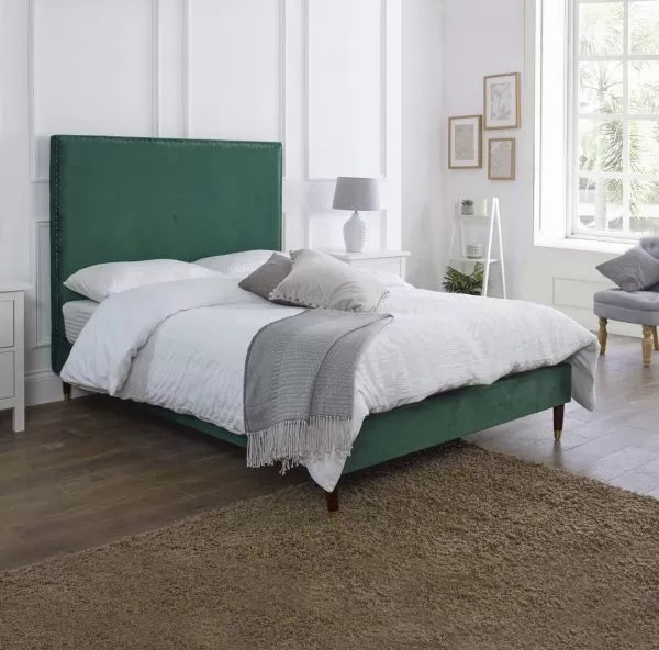 Emerald Green Plush Upholstered Bed Frame 3 Emerald Green Plush Upholstered Bed Frame