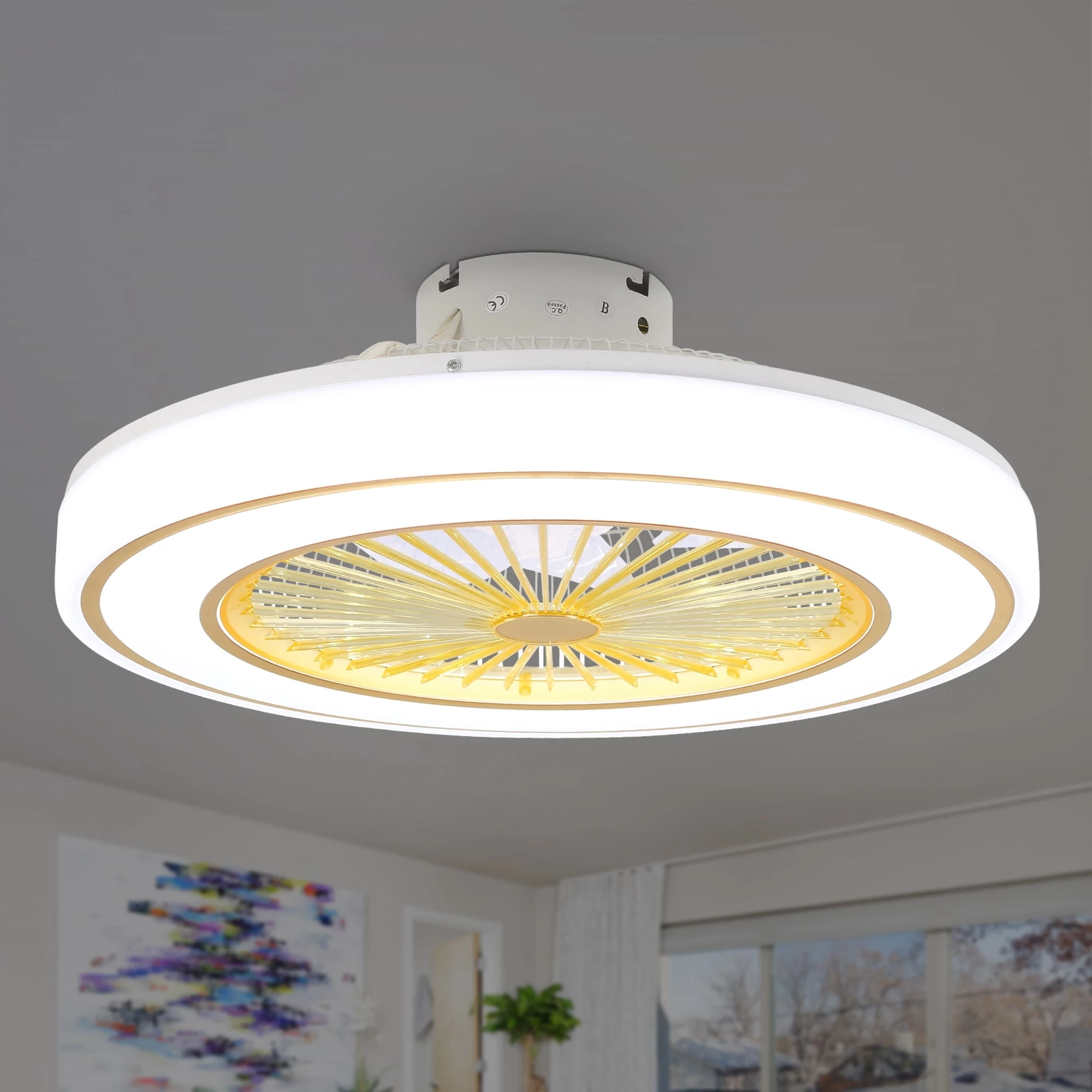 21" White Modern Ceiling Fan LED Kit Included App Control Ceiling Fan For Bedroom Living Room 3 Light Tone 6 Fan Speed - 21.9" 4 21" White Modern Ceiling Fan LED Kit Included App Control Ceiling Fan For Bedroom Living Room 3 Light Tone 6 Fan Speed - 21.9" - Image 2