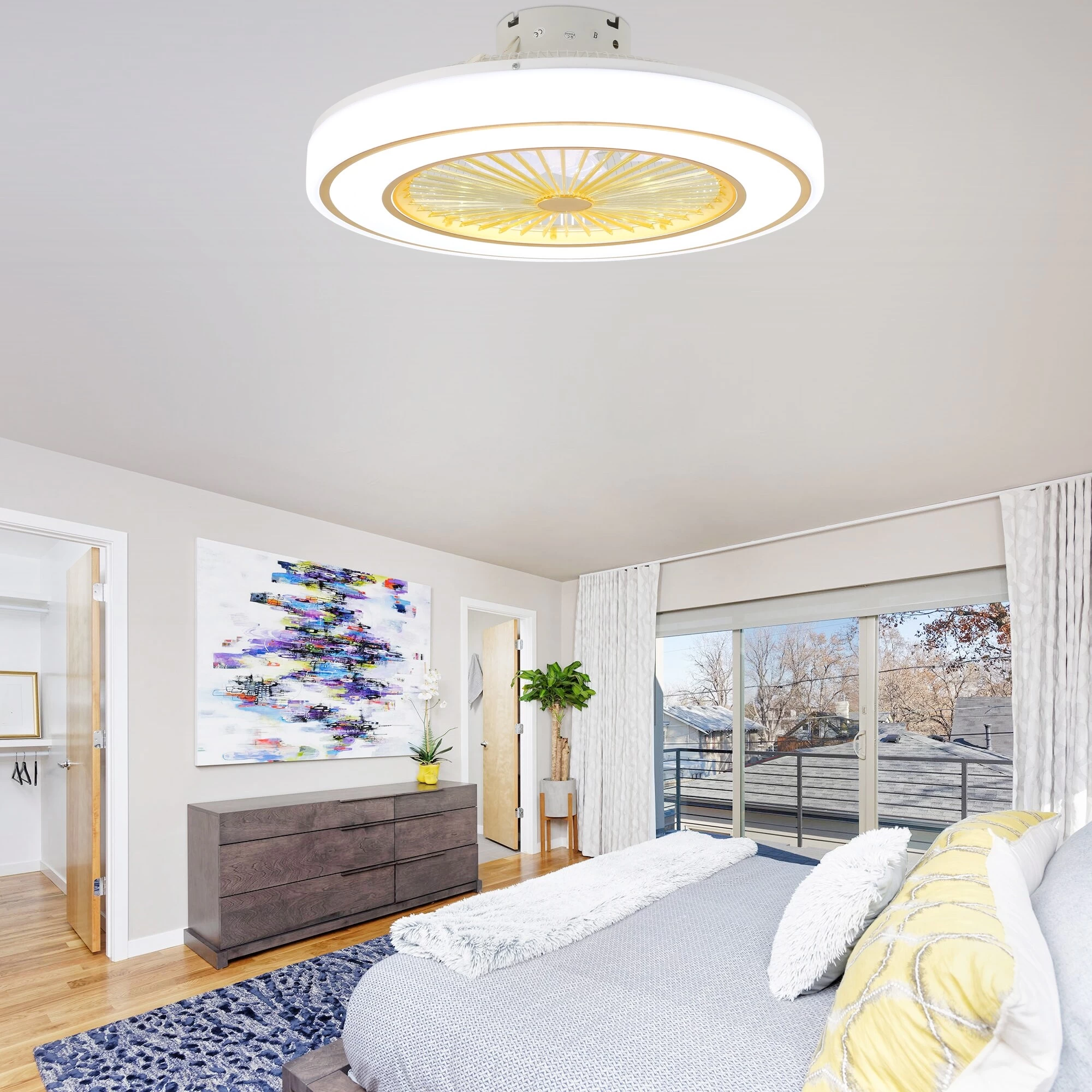 21" White Modern Ceiling Fan LED Kit Included App Control Ceiling Fan For Bedroom Living Room 3 Light Tone 6 Fan Speed - 21.9" 5 21" White Modern Ceiling Fan LED Kit Included App Control Ceiling Fan For Bedroom Living Room 3 Light Tone 6 Fan Speed - 21.9" - Image 3