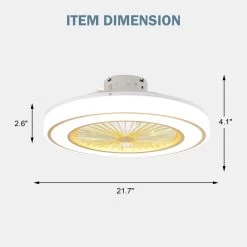 21" White Modern Ceiling Fan LED Kit Included App Control Ceiling Fan For Bedroom Living Room 3 Light Tone 6 Fan Speed - 21.9"