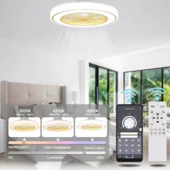 21" White Modern Ceiling Fan LED Kit Included App Control Ceiling Fan For Bedroom Living Room 3 Light Tone 6 Fan Speed - 21.9" 14 21" White Modern Ceiling Fan LED Kit Included App Control Ceiling Fan For Bedroom Living Room 3 Light Tone 6 Fan Speed - 21.9" -Bedroom Furniture Shop 2122 White Modern Ceiling Fan LED Kit Included App Control Ceiling Fan for Bedroom Living Room 3 Light Tone 6 Fan Speed 5