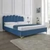 Anna Plush Blue Teal Upholstered Bed Frame