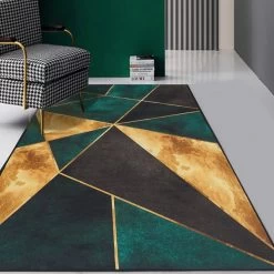 5' X 7' Green&Black&Gold Modern Geometirc Rectangle Indoor Area Rug Living Room&Bedroom -Bedroom Furniture Shop 22379789fe71e22460cd2cdcae523ec8