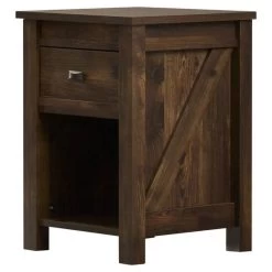 QuikFurn Farmhouse 1-Drawer Bedroom Nightstand With Open Shelf Brown -Bedroom Furniture Shop 25c607d2fbcf469a9b777a103ff508b8