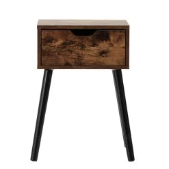 Mid-Century Industrial Nightstand With 1 Drawer For Bedroom