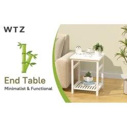 Nightstand, End Table, Bamboo Nightstand Bedside Table, Side Table For Bedroom Living Room Lounge, Space Saving, Easy To Assemble, NS-537 (1 Pack, White) -Bedroom Furniture Shop 27ed4df8ff274e838c67c8df71244a70