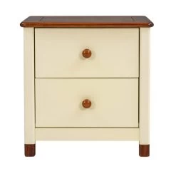 Wooden Nightstand With Two Drawers For Kids, End Table For Bedroom Cream