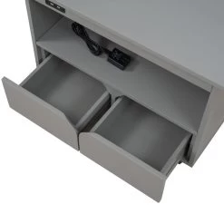 Foldable Bedroom Nightstand With 2 Drawers, USB Charging Design Gray -Bedroom Furniture Shop 29d9ed23c5af47d28a4630449525542e