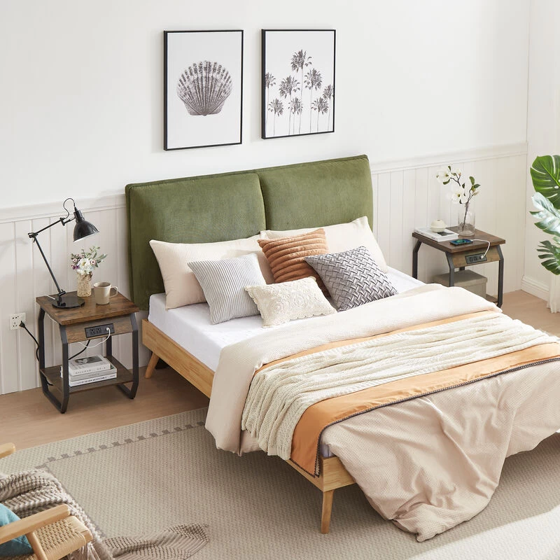 Side Table With Charging Station, Set Of 2 End Tables With USB Ports And Sockets For Living Room And Bedroom Rustic Brown 4 Side Table With Charging Station, Set Of 2 End Tables With USB Ports And Sockets For Living Room And Bedroom Rustic Brown - Image 2