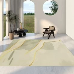 6' X 9' Modern Rectangle Nylon Area Rug In Green For Living Room & Bedroom -Bedroom Furniture Shop 2b71b934721c44b07c5bc9c28ca582f5