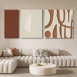 3 Pieces Japandi Abstract 3D Geometric Wall Decor Sculpture Art Set Living Room Bedroom