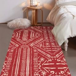 3'x 5' Boho Area Rug Red Moroccan Decorative Carpet Living Room & Bedroom