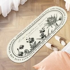 1'×4' Oval Area Rug In White & Black For Living Room & Bedroom