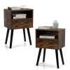 Set Of 2 Mid Century Nightstand, Side Table With Drawer And Shelf, End Table For Living Room Bedroom, Rustic Brown Brown -Bedroom Furniture Shop 2cdac25a9c7e4bc3b0ab9fdac636bb2e