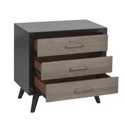 Stylish Two-Tone Finish Bedroom Nightstand Walnut Veneer Wood Retro Design 3 Drawers Tapered Legs Black+ Gray 14 Stylish Two-Tone Finish Bedroom Nightstand Walnut Veneer Wood Retro Design 3 Drawers Tapered Legs Black+ Gray -Bedroom Furniture Shop 2e3f28040c164fe98ecfabf314921edd