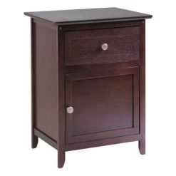 QuikFurn Antique Walnut Wood Finish 1-Drawer Bedroom Nightstand End Table Cabinet Brown