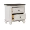 Antique White And Brown-Gray Finish 1pc Nightstand Of Drawers Black Knobs Traditional Design Bedroom Furniture