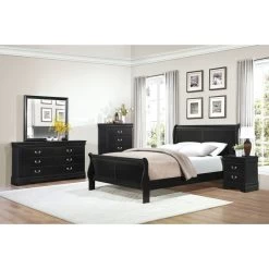 Classic Louis Philippe Style Black Finish 1pc Nightstand Of Drawers Traditional Design Bedroom Furniture Black