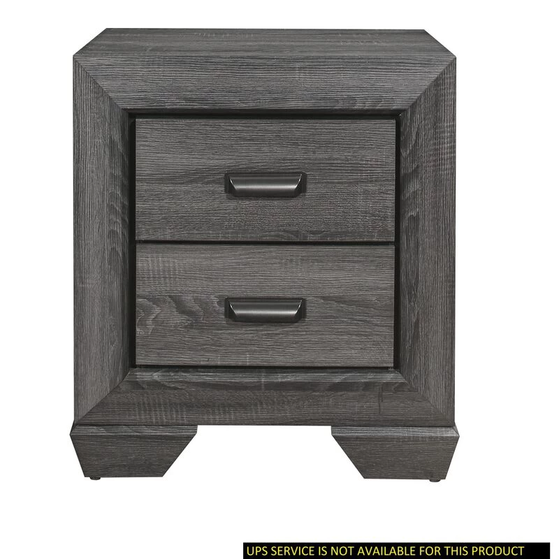 Gray Finish 1pc Nightstand Of 2x Drawers Wooden Bedroom Furniture Contemporary Design Rustic Aesthetic 4 Gray Finish 1pc Nightstand Of 2x Drawers Wooden Bedroom Furniture Contemporary Design Rustic Aesthetic - Image 2