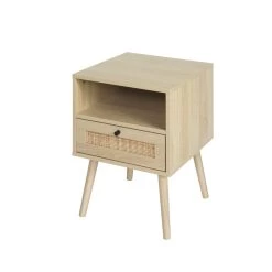 Rattan Nightstands With Rattan-Like Decor Drawer, End Tables With Solid Wood Legs, Side Tables With Open Storage, For Bedroom, Living Room Natural 12 Rattan Nightstands With Rattan-Like Decor Drawer, End Tables With Solid Wood Legs, Side Tables With Open Storage, For Bedroom, Living Room Natural -Bedroom Furniture Shop 3c2459badd024d8ea80508fb6bc8ad9e