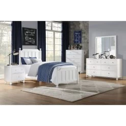 Transitional Look White Finish 1pc Nightstand Of Drawers Wood Knobs Turned Feet Modern Bedroom Furniture White -Bedroom Furniture Shop 3c7656f4a3dc4528adfd45252276e925