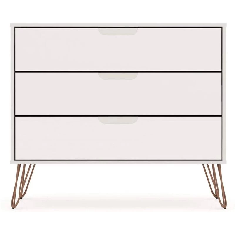 QuikFurn Modern Scandinavian Style Bedroom 3-Drawer Dresser In Off-White Finish Off White 3 QuikFurn Modern Scandinavian Style Bedroom 3-Drawer Dresser In Off-White Finish Off White