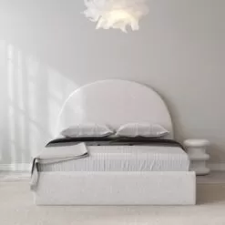 Arch Ivory White Boucle Fabric Gas Lift Storage Bed Frame -Bedroom Furniture Shop 4 2 600x600 1