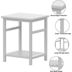 Nightstand, End Table, Bamboo Nightstand Bedside Table, Side Table For Bedroom Living Room Lounge, Space Saving, Easy To Assemble, NS-537 (1 Pack, White) -Bedroom Furniture Shop 41a06536ae1a4d3bb988d58652515fc5