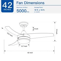 42" Large Air Volume Ceiling Fan With Remote Control & Integrated LED Light, Ceiling Fan For Kitchen Bedroom Dining Room-Black 13 42" Large Air Volume Ceiling Fan With Remote Control & Integrated LED Light, Ceiling Fan For Kitchen Bedroom Dining Room-Black -Bedroom Furniture Shop 4222 Large Air Volume Ceiling Fan with Remote Control 26 Integrated LED Light2C Ceiling Fan for Kitchen Bedroom Dining Room Black 2
