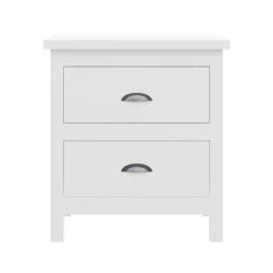 Versatile White 2-Drawers Nightstand, Bedside Table, End Table For Living Room Bedroom, Assembled With Sturdy Solid Wood