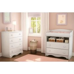 QuikFurn White 4 Drawer Bedroom Chest With Wooden Knobs White -Bedroom Furniture Shop 44202fdfbd0f47d182e679ce19d88db9