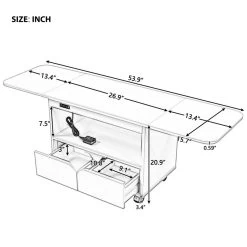 Foldable Bedroom Nightstand With 2 Drawers, USB Charging Design Gray -Bedroom Furniture Shop 452e147649ab45b3a1abc5f5e6ffe65d
