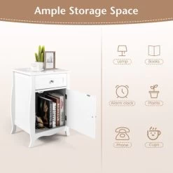 Hivago Nightstand With Drawer Cabinet And Curved Legs For Bedroom -Bedroom Furniture Shop 497999afad2c462988d6a7ae05859437