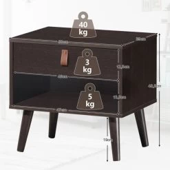 Hivago Nightstand Bedroom Table With Drawer Storage Shelf-Brown 11 Hivago Nightstand Bedroom Table With Drawer Storage Shelf-Brown -Bedroom Furniture Shop 4b01290f7c69487e96095b04aab598c0