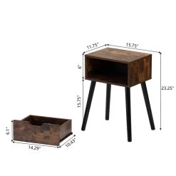 Mid-Century Industrial Nightstand With 1 Drawer For Bedroom -Bedroom Furniture Shop 516e68c191bb4962b5375163f24bb50a