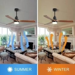 52" Modern Wood Ceiling Fan With Lights And Remote Control For Farmhouse,Living Room,Bedroom,Sloped Ceiling Adaptable -Bedroom Furniture Shop 5222 Modern Wooden Leaf Ceiling Fan With Lights And 3 Gears Remote Control 3