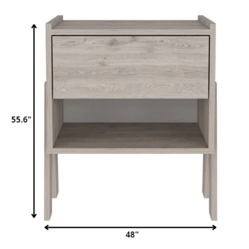 Homezia Sleek And Trendy Light Grey Bedroom Nightstand 6 Homezia Sleek And Trendy Light Grey Bedroom Nightstand - Image 4