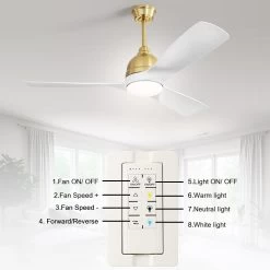54" Smart Ceiling Fan With Light Kit, Remote&Phone App Control-Modern,Casual For Living Room,Bedroom - 54 Inch