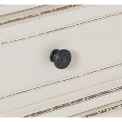 Antique White And Brown-Gray Finish 1pc Nightstand Of Drawers Black Knobs Traditional Design Bedroom Furniture -Bedroom Furniture Shop 5978b739e05148ce9e92f8703b9aabef