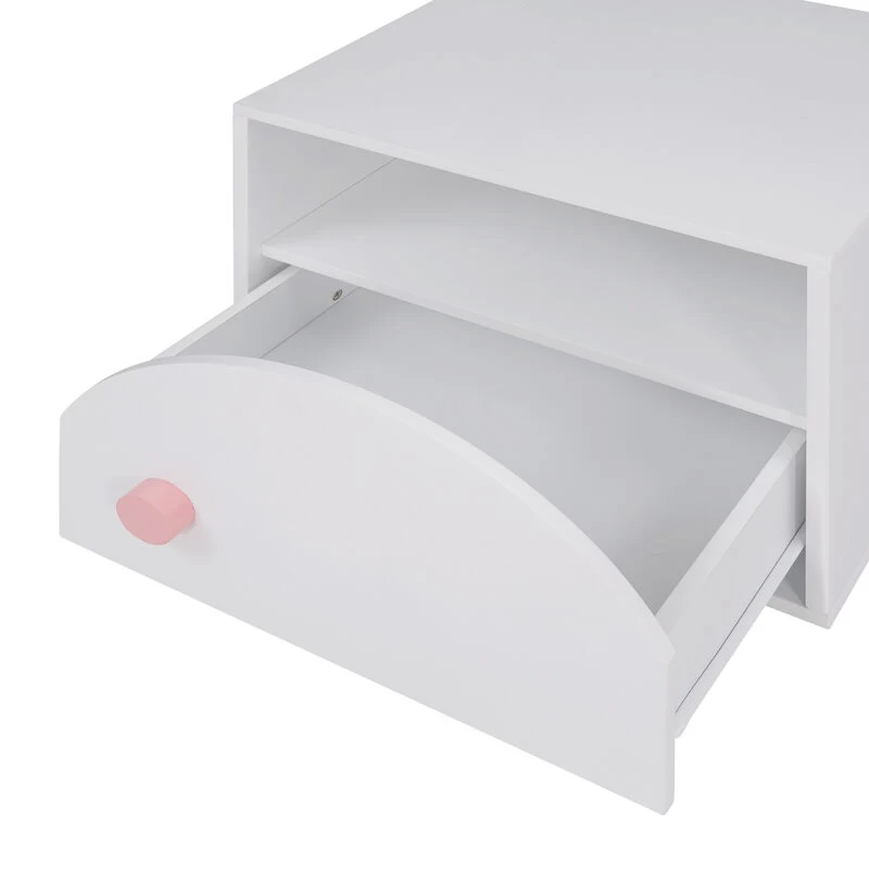 Wooden Nightstand With A Drawer And An Open Storage, End Table For Bedroom White 8 Wooden Nightstand With A Drawer And An Open Storage, End Table For Bedroom White - Image 6