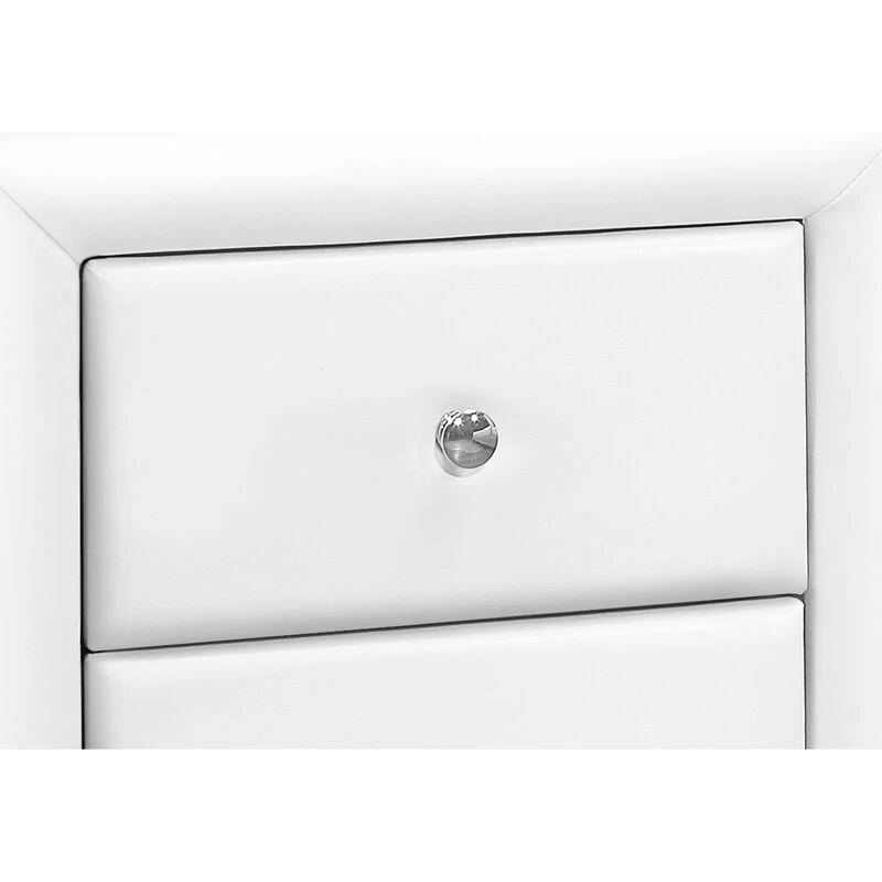 Monarch Specialties I 5600 Bedroom Accent, Nightstand, End, Side, Lamp, Storage Drawer, Bedroom, Upholstered, Pu Leather Look, White, Transitional 6 Monarch Specialties I 5600 Bedroom Accent, Nightstand, End, Side, Lamp, Storage Drawer, Bedroom, Upholstered, Pu Leather Look, White, Transitional - Image 4