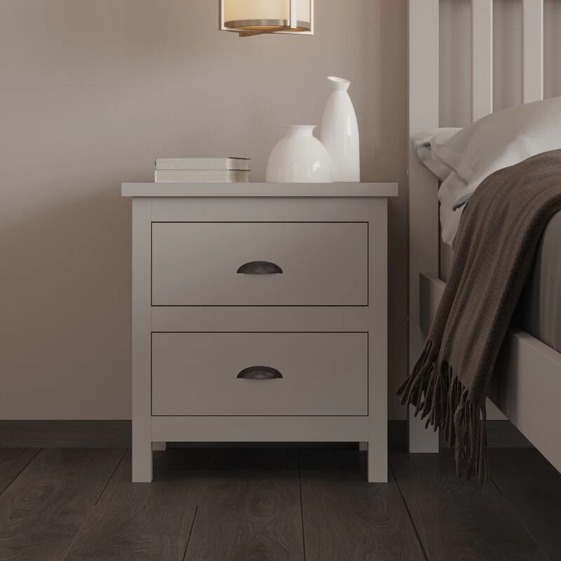Versatile Gray 2-Drawers Nightstand, Bedside Table, End Table For Living Room Bedroom Assembled With Sturdy Solid Wood 7 Versatile Gray 2-Drawers Nightstand, Bedside Table, End Table For Living Room Bedroom Assembled With Sturdy Solid Wood - Image 5