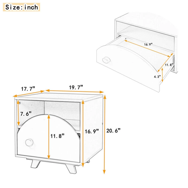 Wooden Nightstand With A Drawer And An Open Storage, End Table For Bedroom White 10 Wooden Nightstand With A Drawer And An Open Storage, End Table For Bedroom White - Image 8