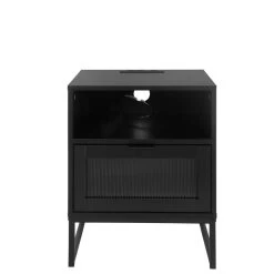 Nightstand With LED Lights / Drawer, Black Bedside Table For Bedroom Black -Bedroom Furniture Shop 5e1ffc9ce7f94976b35e439178ab5f5a