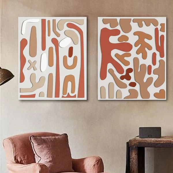 2 Pieces 3D Modern Abstract Wall Decor Set Rectangle Painting Art Living Room Bedroom 6 2 Pieces 3D Modern Abstract Wall Decor Set Rectangle Painting Art Living Room Bedroom - Image 4