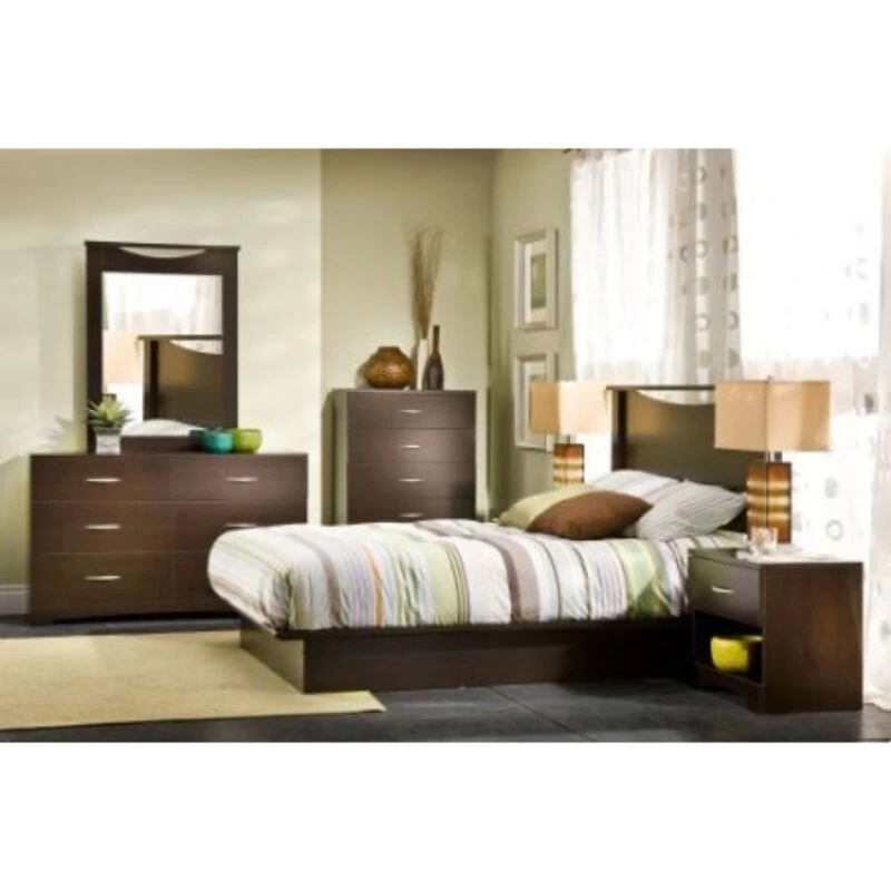 QuikFurn Modern 6-Drawer Bedroom Dresser In Chocolate Wood Finish Dark Brown 4 QuikFurn Modern 6-Drawer Bedroom Dresser In Chocolate Wood Finish Dark Brown - Image 2
