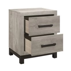Attractive Gray Finish 1pc Nightstand Of 2x Drawers Metal Bar Hardware Premium Melamine Board Wooden Bedroom Furniture Light Gray -Bedroom Furniture Shop 5f020b2d96e840c9bc83f4727c873ab8