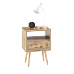 Rattan End Table With Power Outlet & USB Ports , Modern Nightstand With Drawer And Solid Wood Legs, Side Table For Living Roon, Bedroom,natural Natural 13 Rattan End Table With Power Outlet & USB Ports , Modern Nightstand With Drawer And Solid Wood Legs, Side Table For Living Roon, Bedroom,natural Natural -Bedroom Furniture Shop 62ab0e3644b2425cad38ae506637408b